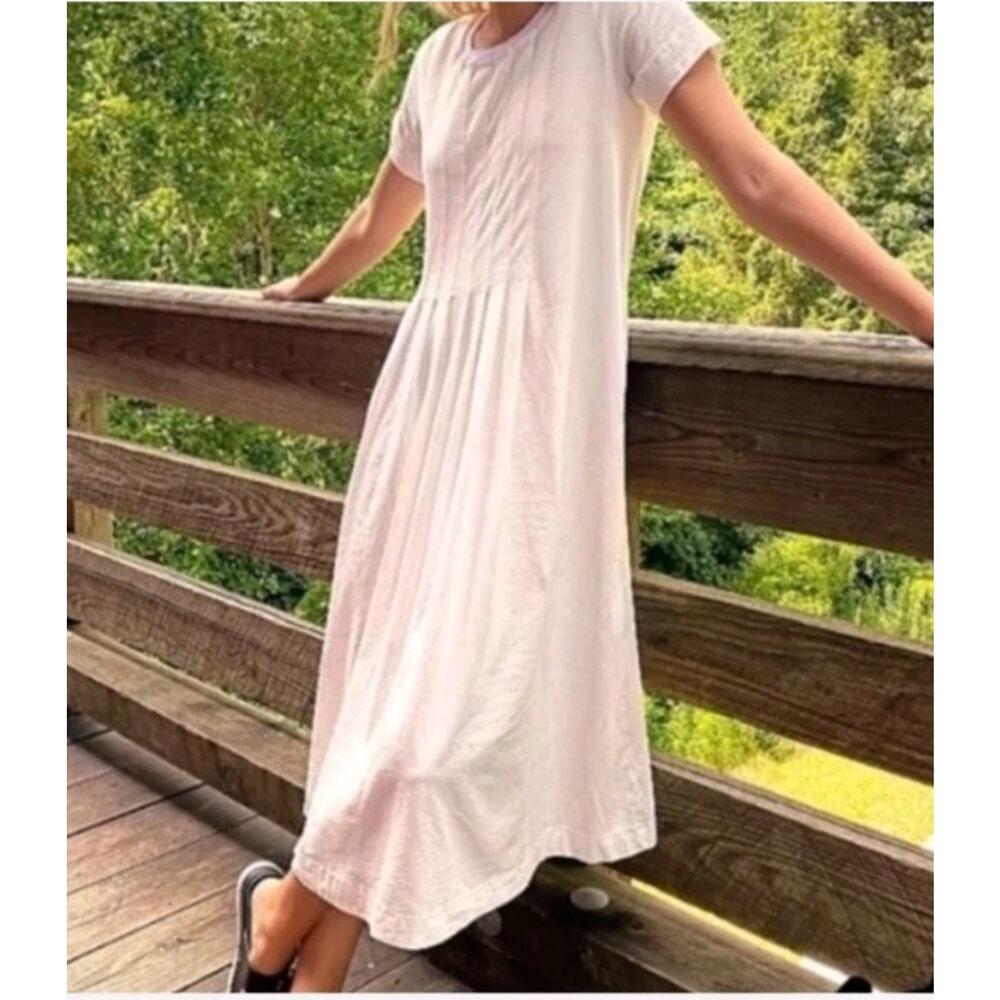 Free People FP Beach On Repeat White Coastal Cotton Tee T-Shirt Dress XS Pockets